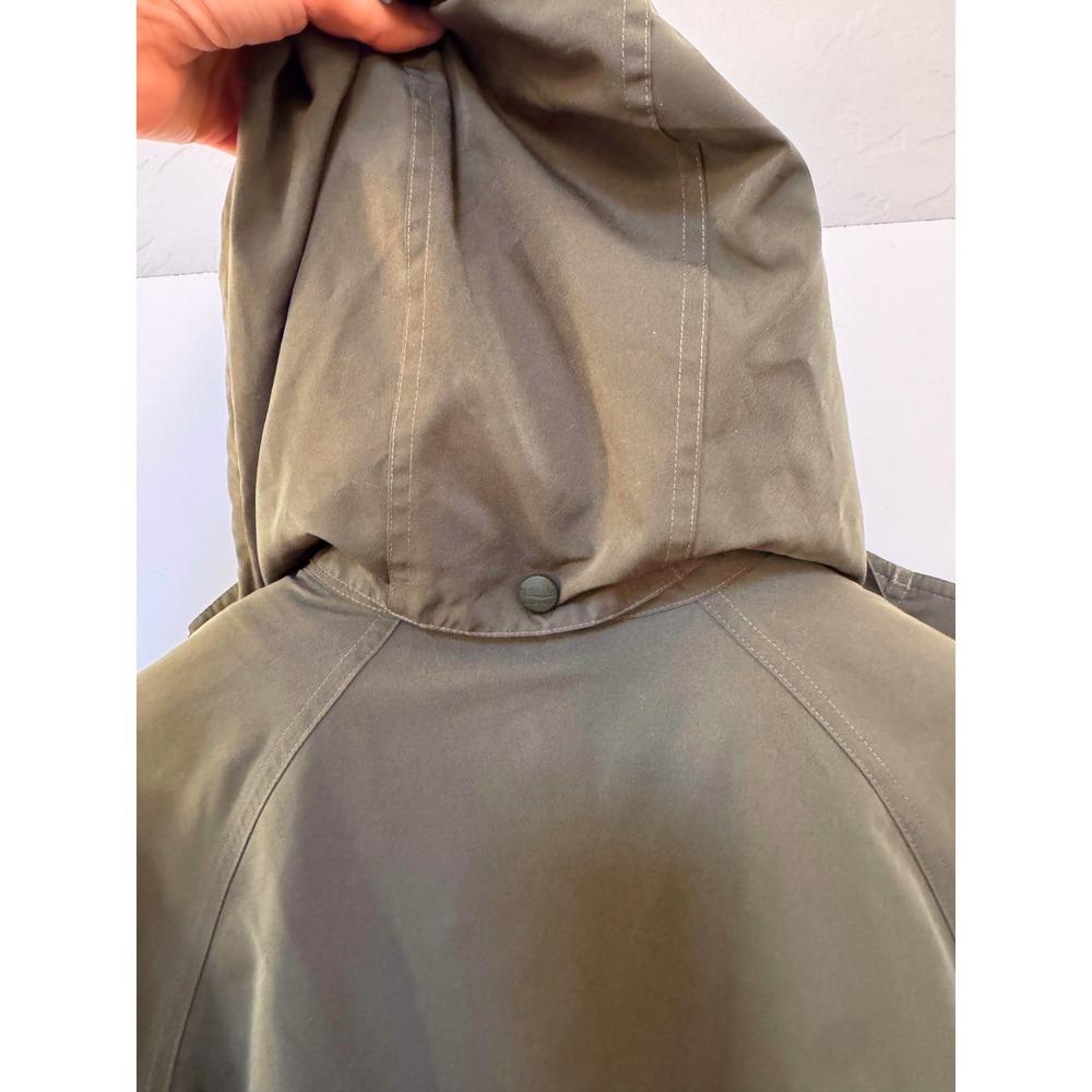 LL Bean Womens Petite Small Long Hooded Rain Trench Coat Olive Green OHJ63 - Picture 11 of 16